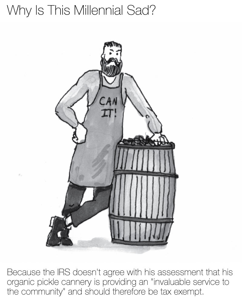 a hipster leaning on a pickle barrel