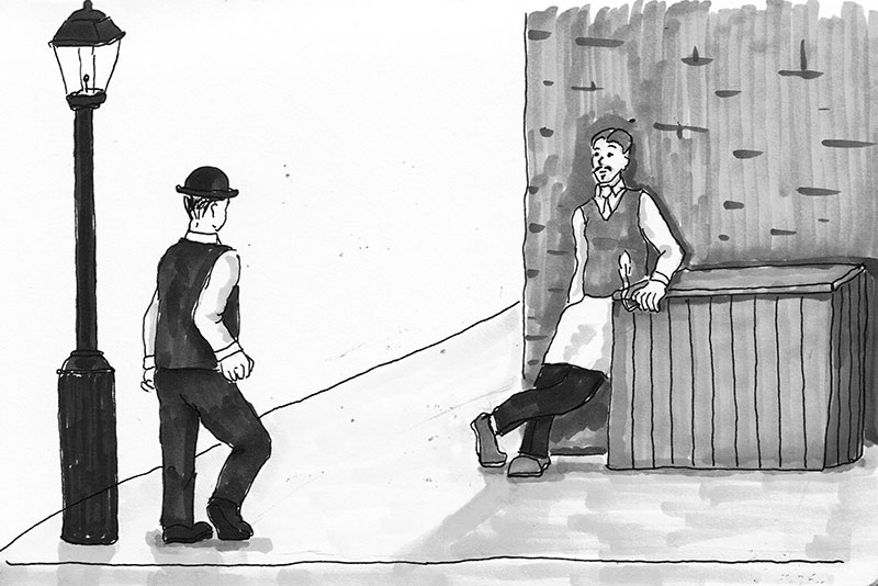 Leopold Bloom greeting another Dublin citizen