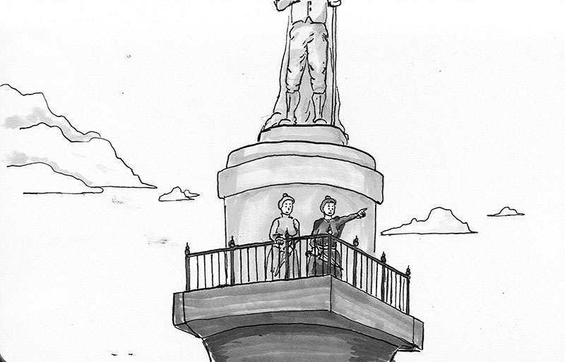 two old Dublin women on top of Nelson's pillar