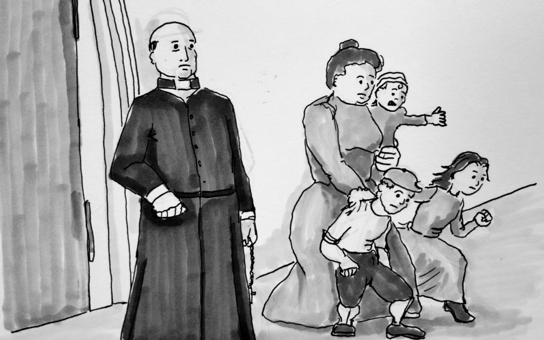 A-catholic-Irish-priest-with-a-woman-and-her-children