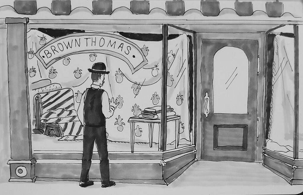 Leopold Bloom passing the Brown Thomas window